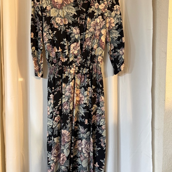 Vintage 90s Floral Midi Dress Union Made USA Size 8 Shoulder Pads - Picture 8 of 15